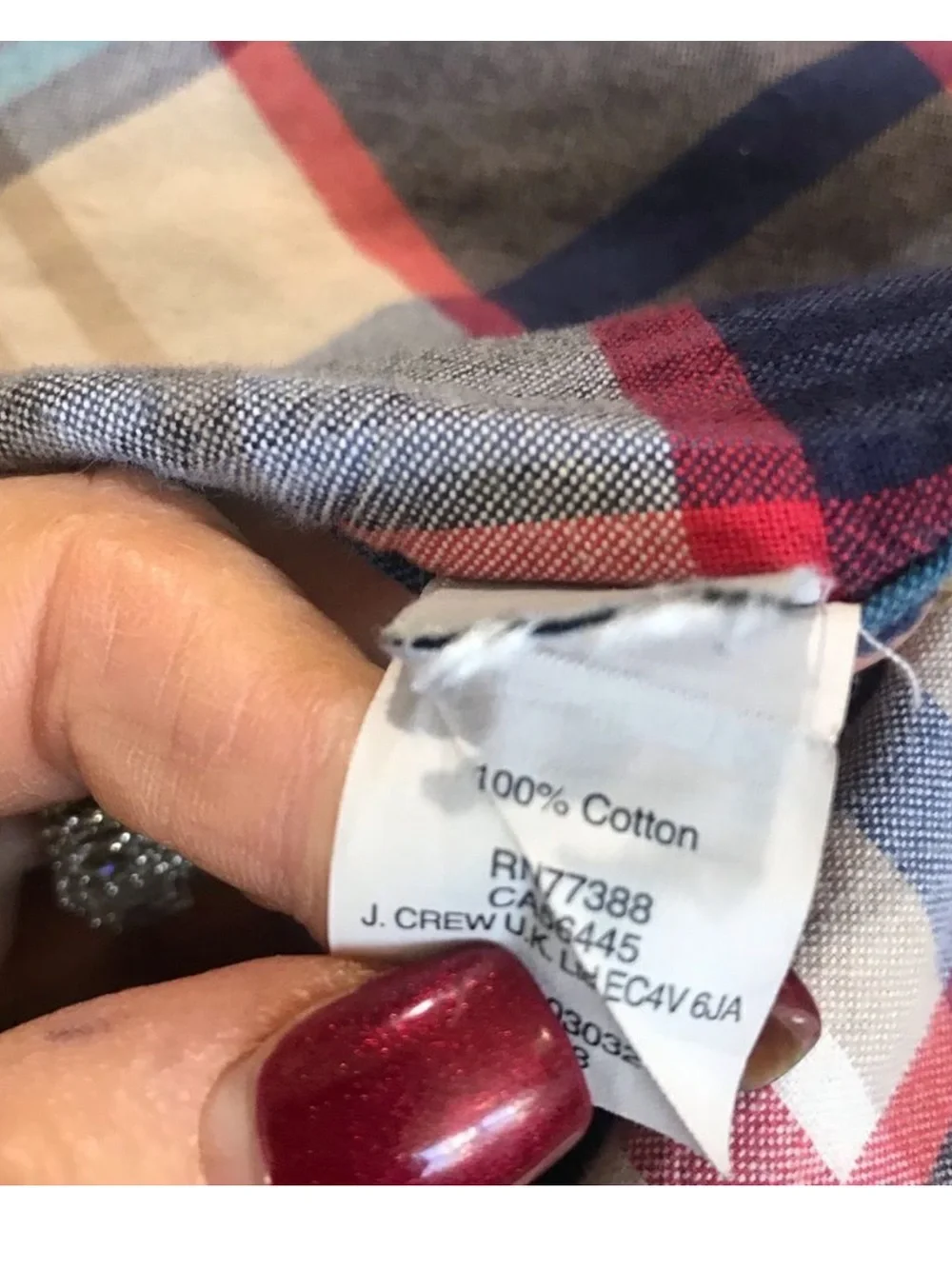 J. Crew Navy, Red & White Plaid Button-Down Shirt